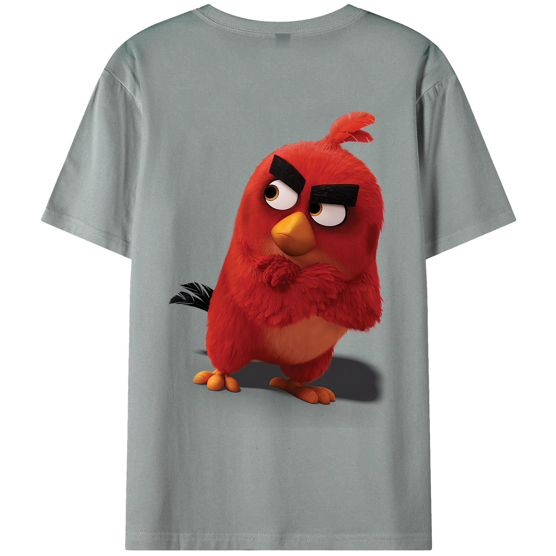 （画像用） Angry Birds アングリーバード 綿100％ メンズ半袖Tシャツ（バックプリント） 通気性